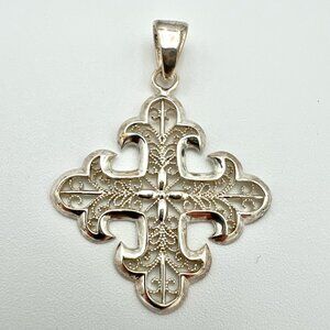 Vintage Sterling Silver Filigree Pendant 925 Italy Cross Design Unworn